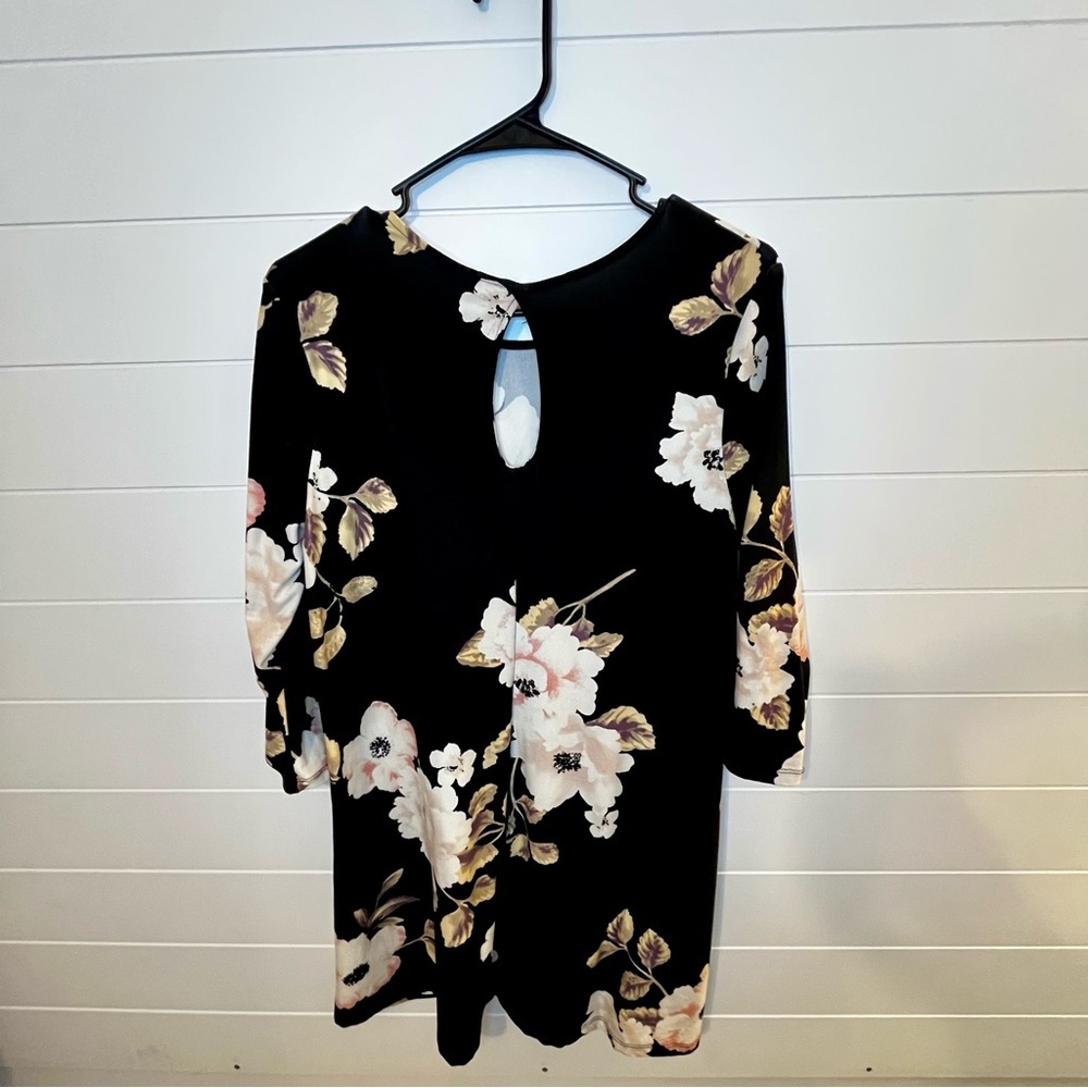 Bobbie Brooks Black Dress with Floral Accents Size M Classic Soft Boho Feminine - Picture 8 of 11